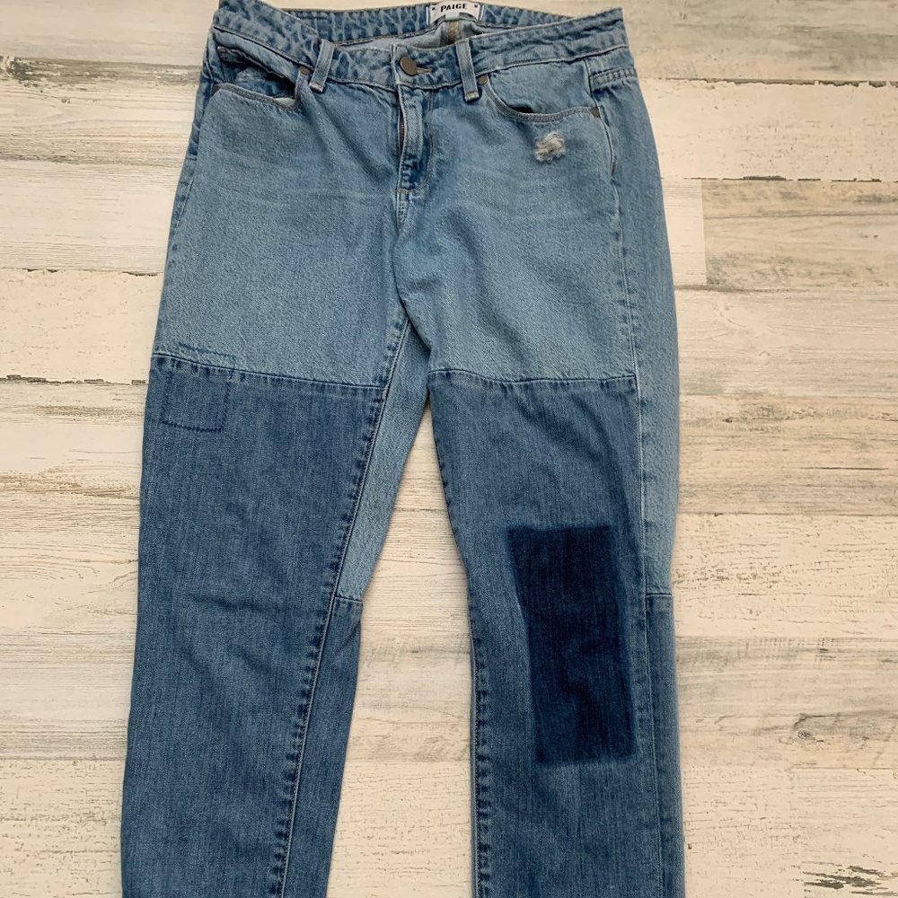 PAIGE Women's Jimmy Jimmy Patchwork Underwood Skinny Jeans Sz 26 100% cotton